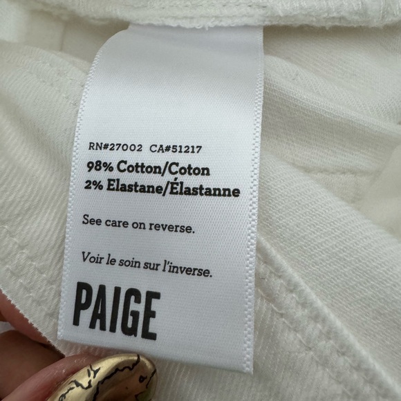 NWT PAIGE Denim Claudine White  Overall Distressed Ankle Length Overalls Sz 25 - Picture 4 of 7